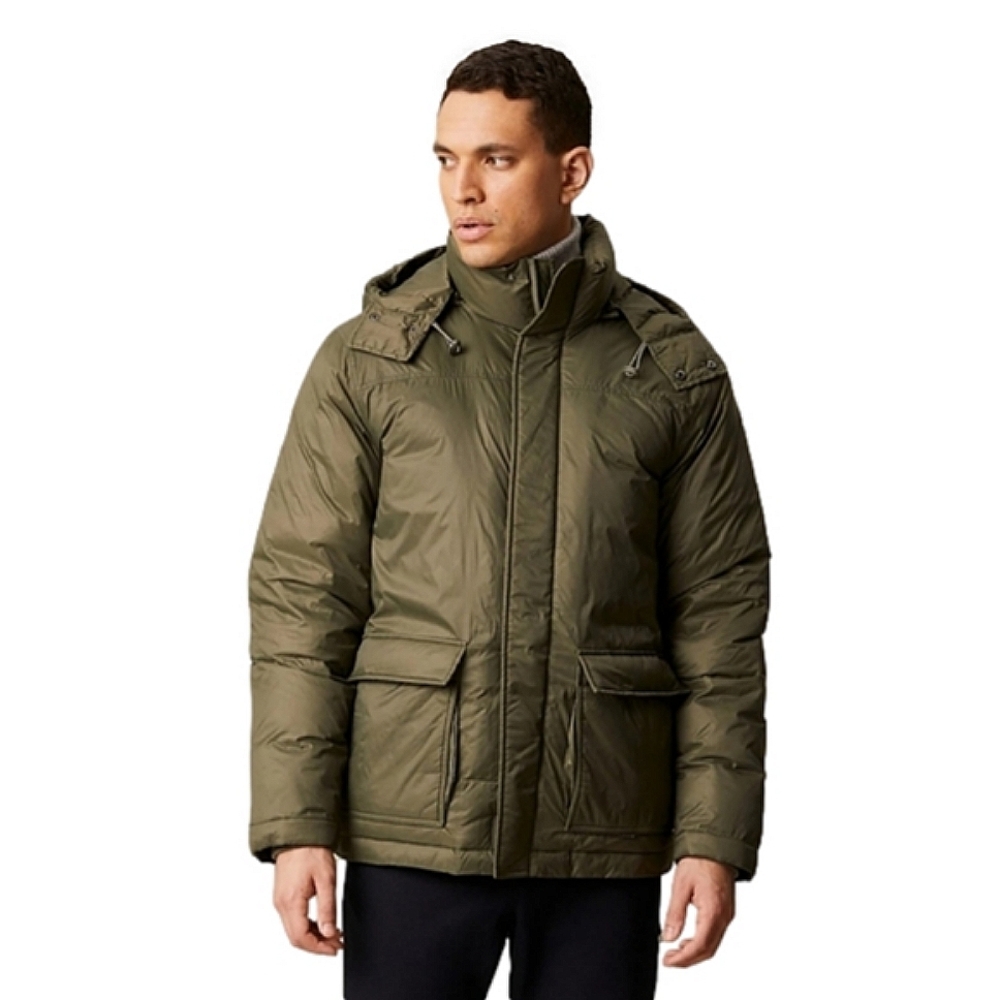 NWT Hudson North Men's Hooded Puffer Parka Coat Olive Green Down Pockets M
